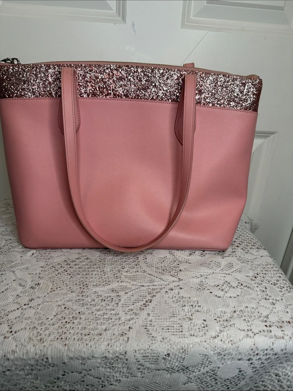 Kate Spade pink glitter trim shoulder bag